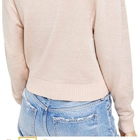 Free People women sweater Starry Night Metallic Mock casual event stretchy retro - Picture 9 of 12